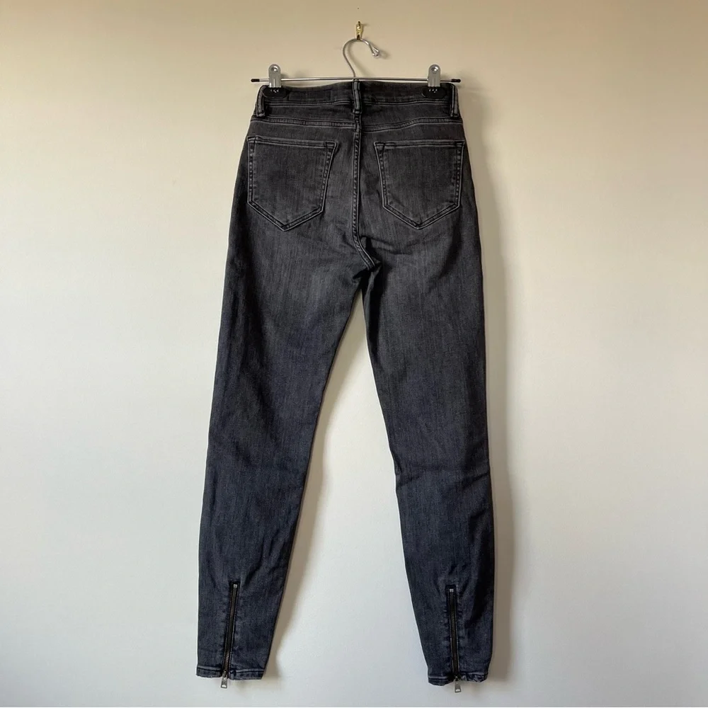AllSaints Grace Skinny Jeans Size 27 Black Wash High Rise Zip Ankle - Picture 3 of 12